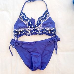 Becca Crochet Lace Blue Boho Style Bikini